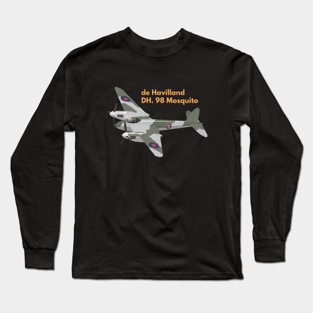 de Havilland DH.98 Mosquito British WW2 Airplane Long Sleeve T-Shirt by NorseTech